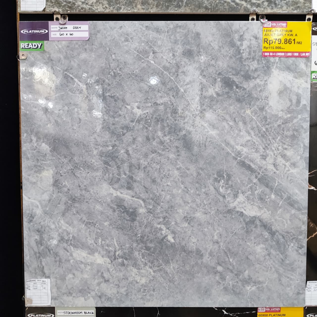 Keramik Lantai Halus 60x60 Platinum WB Juliet Grey - Keramik White Body Jepara