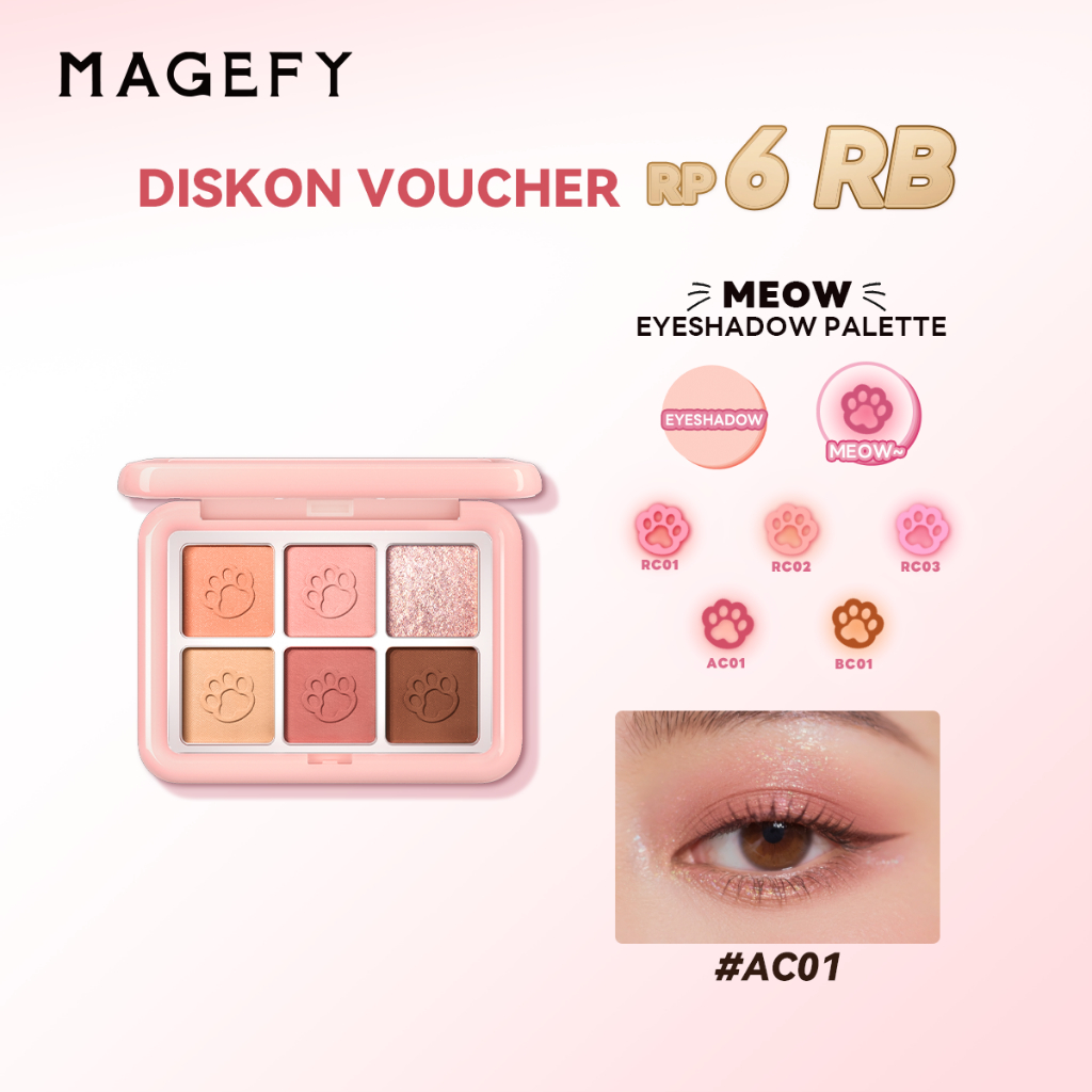 MAGEFY 6 Color Waterproof Eyeshadow Palette | Make Up Pallete Eyeshadow Palet Wajah Lengkap Perona P