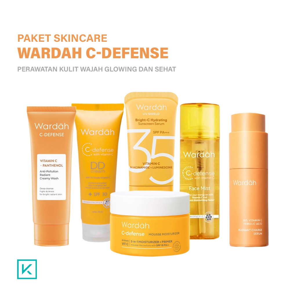 Paket Wardah C Defense Series Lengkap 6 in 1 (6 pcs) Skincare Lengkap Untuk Kulit Cerah Glowing