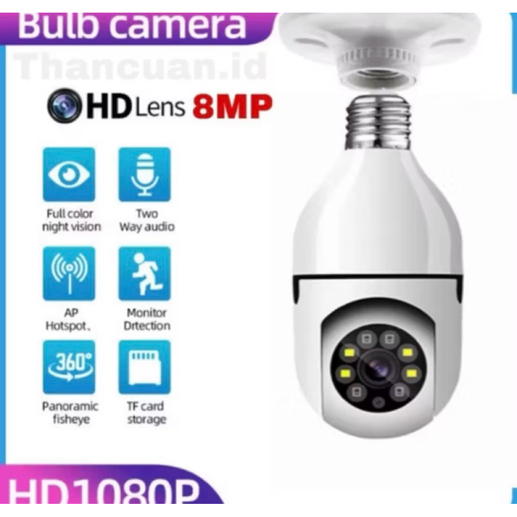 CCTV Lampu V380 Pro 8MP Kamera CCTV Wifi Lampu CCTV 360 PTZ