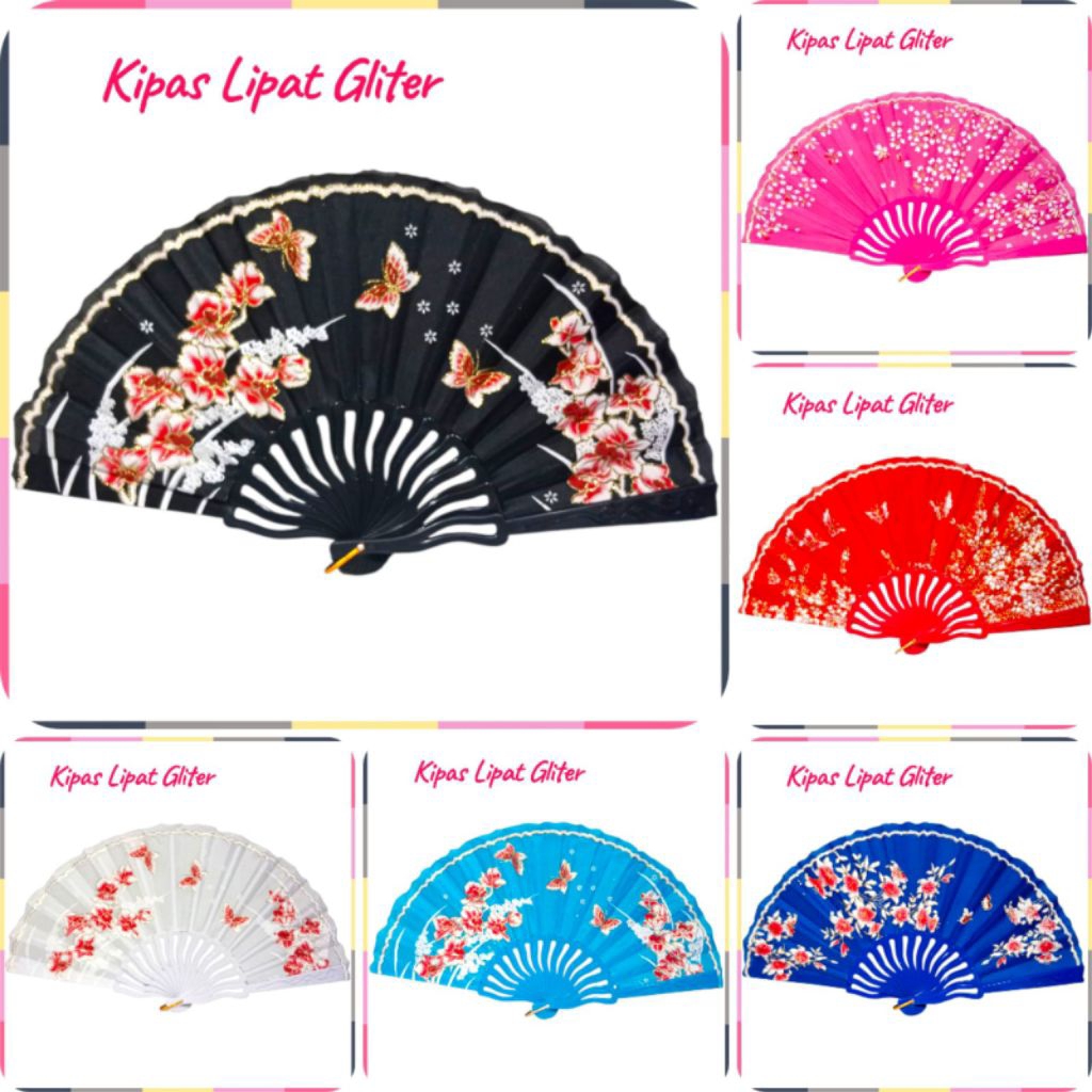 KIPAS LIPAT GLITER MEWAH/KIPAS TANGAN NARI/KIPAS LIPAT JEPANG SOVENIR NIKAHAN