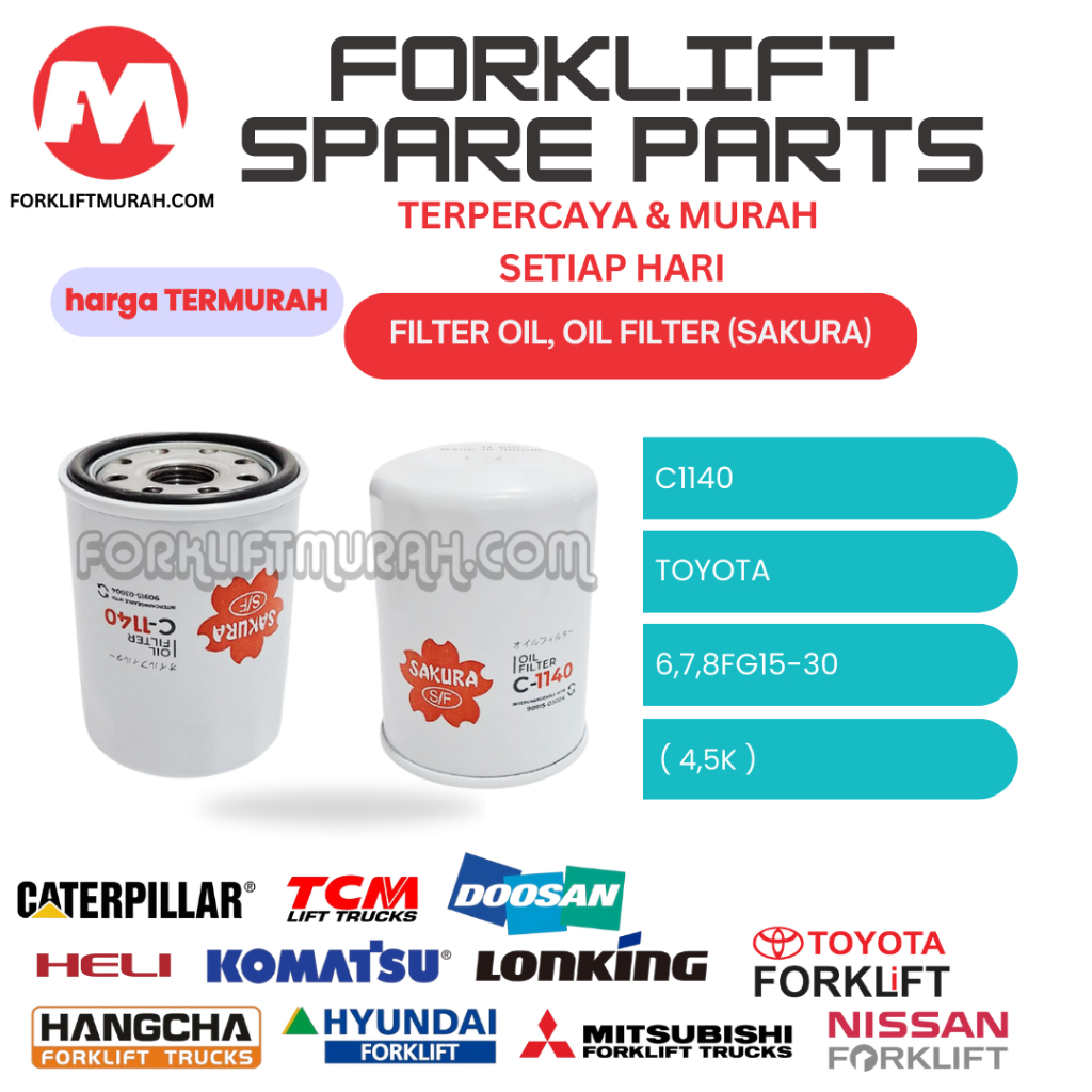 FILTER OIL, OIL FILTER (SAKURA) SPAREPART FPRKLIFT TOYOTA C1140