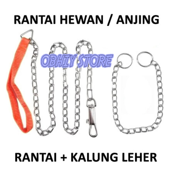 Rantai Anjing Rantai + Kalung Leher Tali Anjing Rantai Hewan