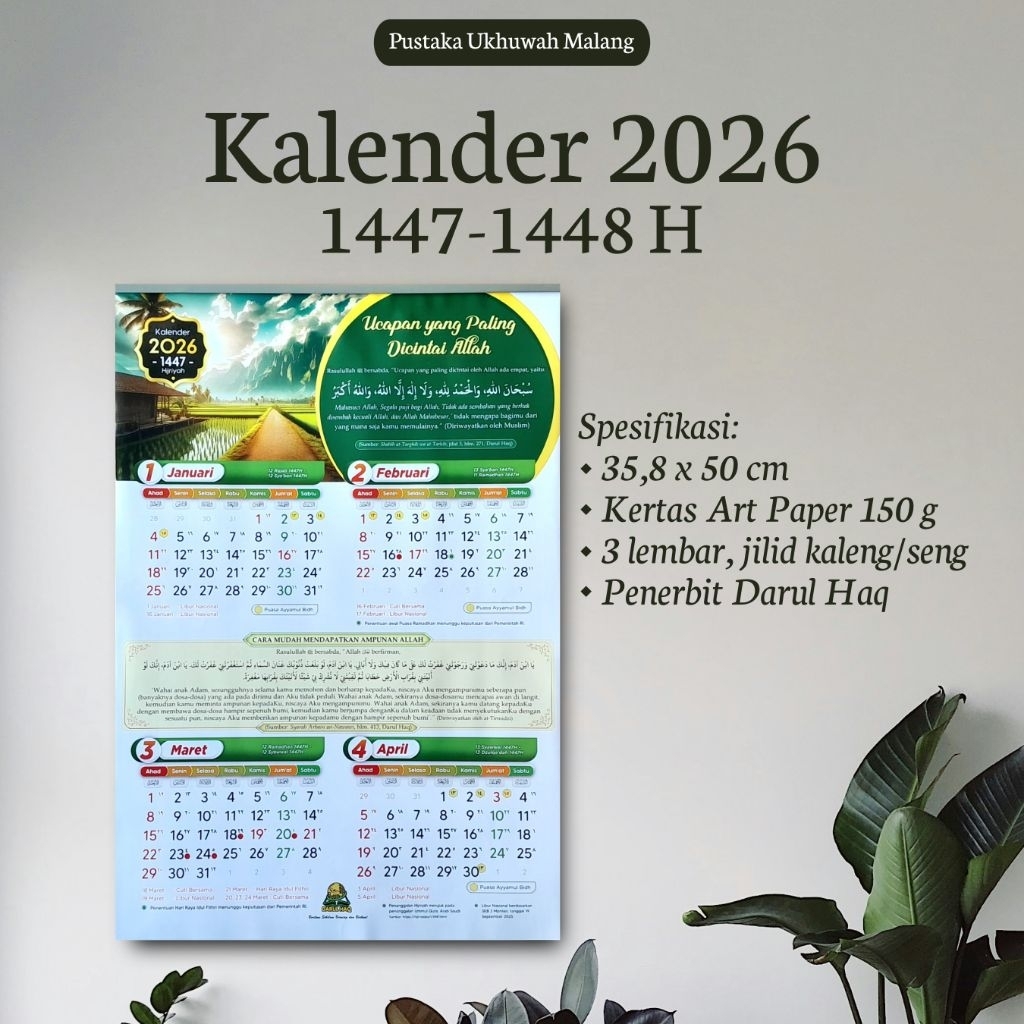 Kalender 2026/1447-1448 H - Penerbit Darul Haq