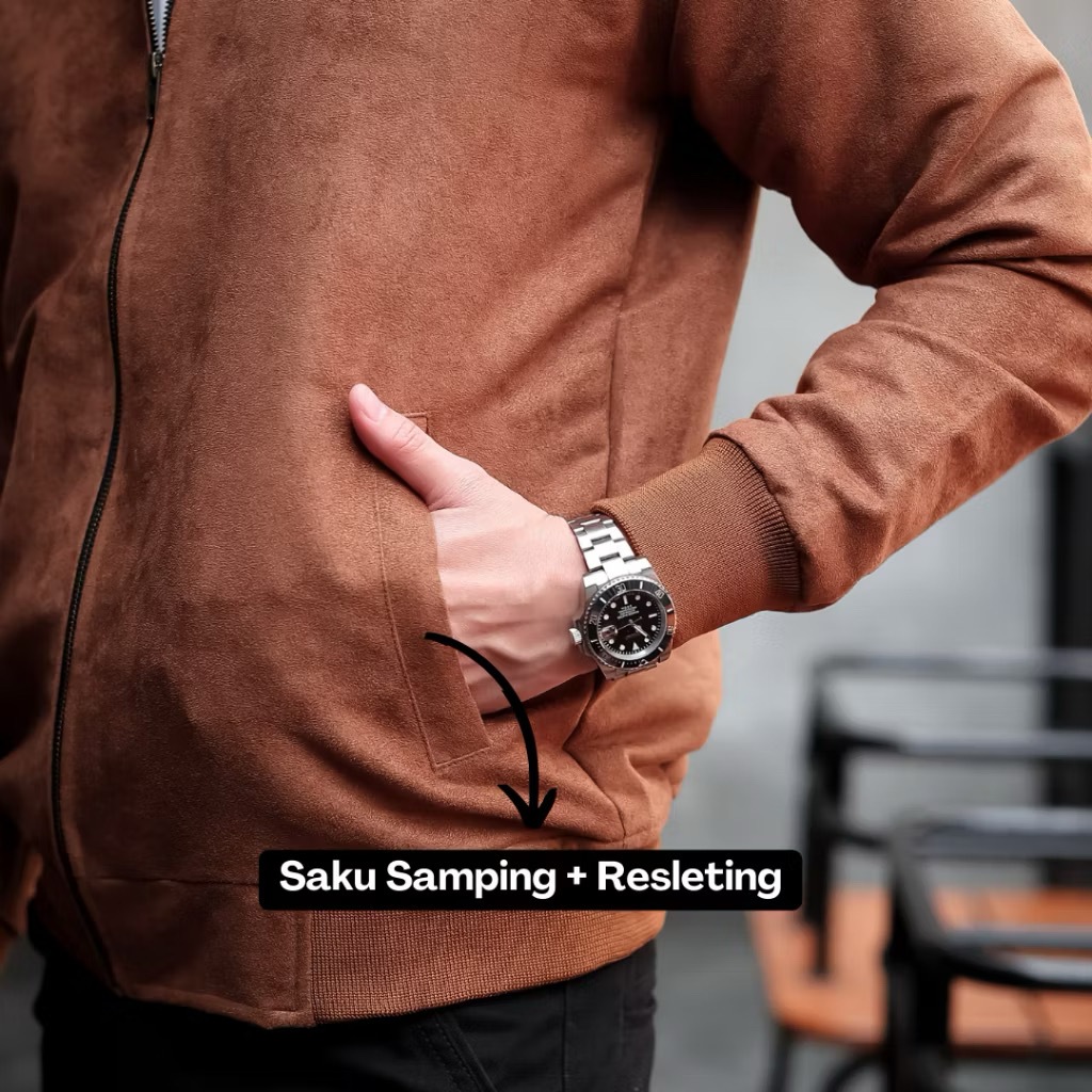 BESTPROMO ESNS BOMBER JAKET SUEDE PREMIUM PRIA ORIGINAL VINTAGE KEREN JACKET TEBAL ORIGINAL TERBARU