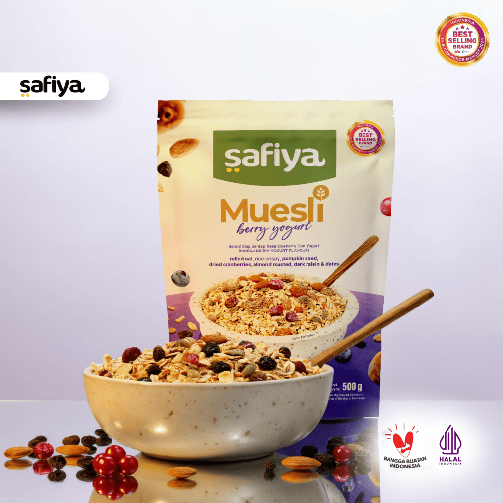 Safiya Muesli Berry Yogurt 500 Gram Sereal With Almond Premium