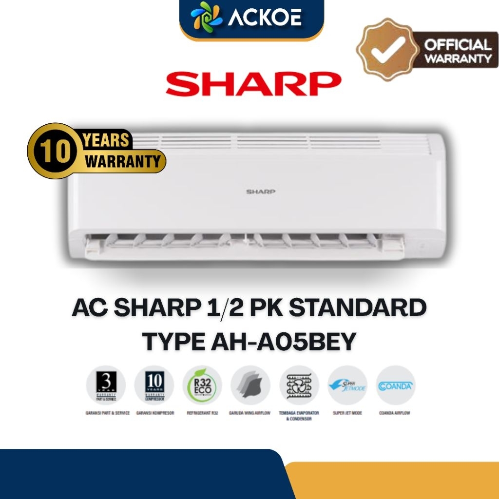 AC Sharp 1/2 PK AH-A5BEY INDONESIA Standard - GARANSI RESMI FREE VACUUM