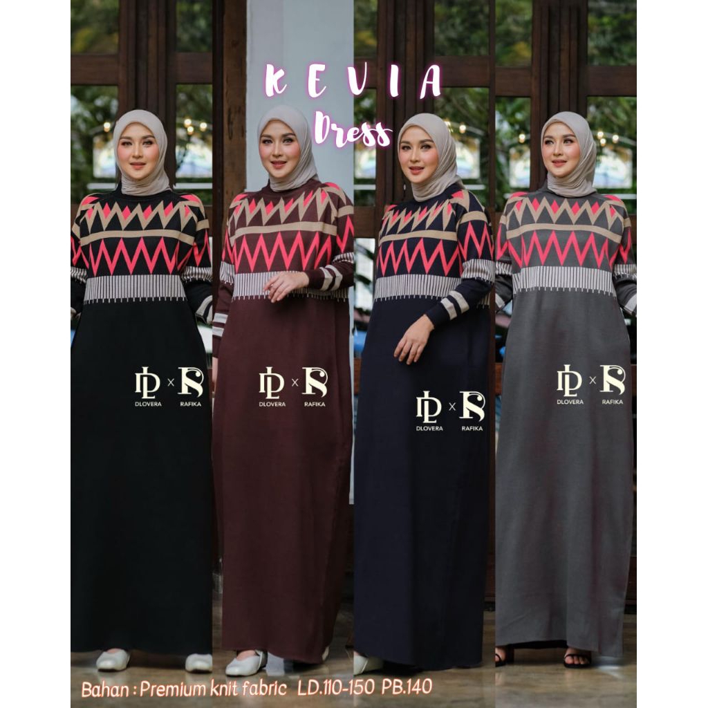 (poN) DL x RS KEVIA DRESS Baju Gamis Wanita Muslimah Kevia Dress By Rafika D'lovera. TZY
