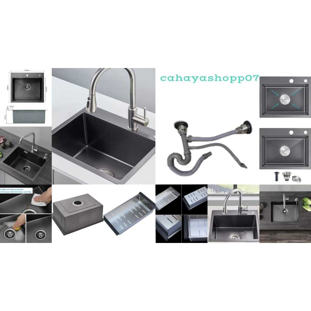 BAK CUCI PIRING/ SINK VLYH-6045 BLACK KITCHEN SINK 1 LUBANG