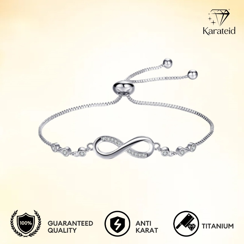 Gelang Titanium Serut Korea Gelang Titanium Emas Dapat Disesuaikan 8-Berbentuk Gelang Wanita Aksesor