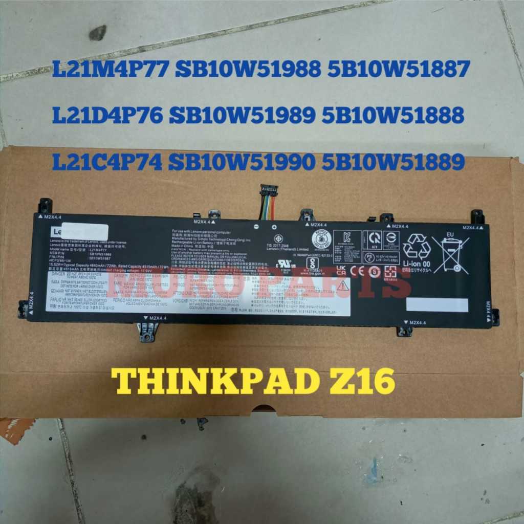 BATTERY L21M4P77 L21D4P76 L21C4P74 BATERAI LAPTOP THINKPAD Z16 1ST G1 G2 2022 SB10W51988 SB11M89886 