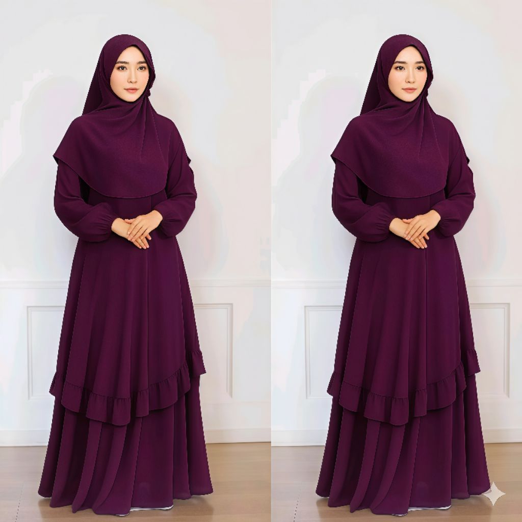 Gamis Malaysia Dewasa Ceruty Rempel Bawah Busui Friendly