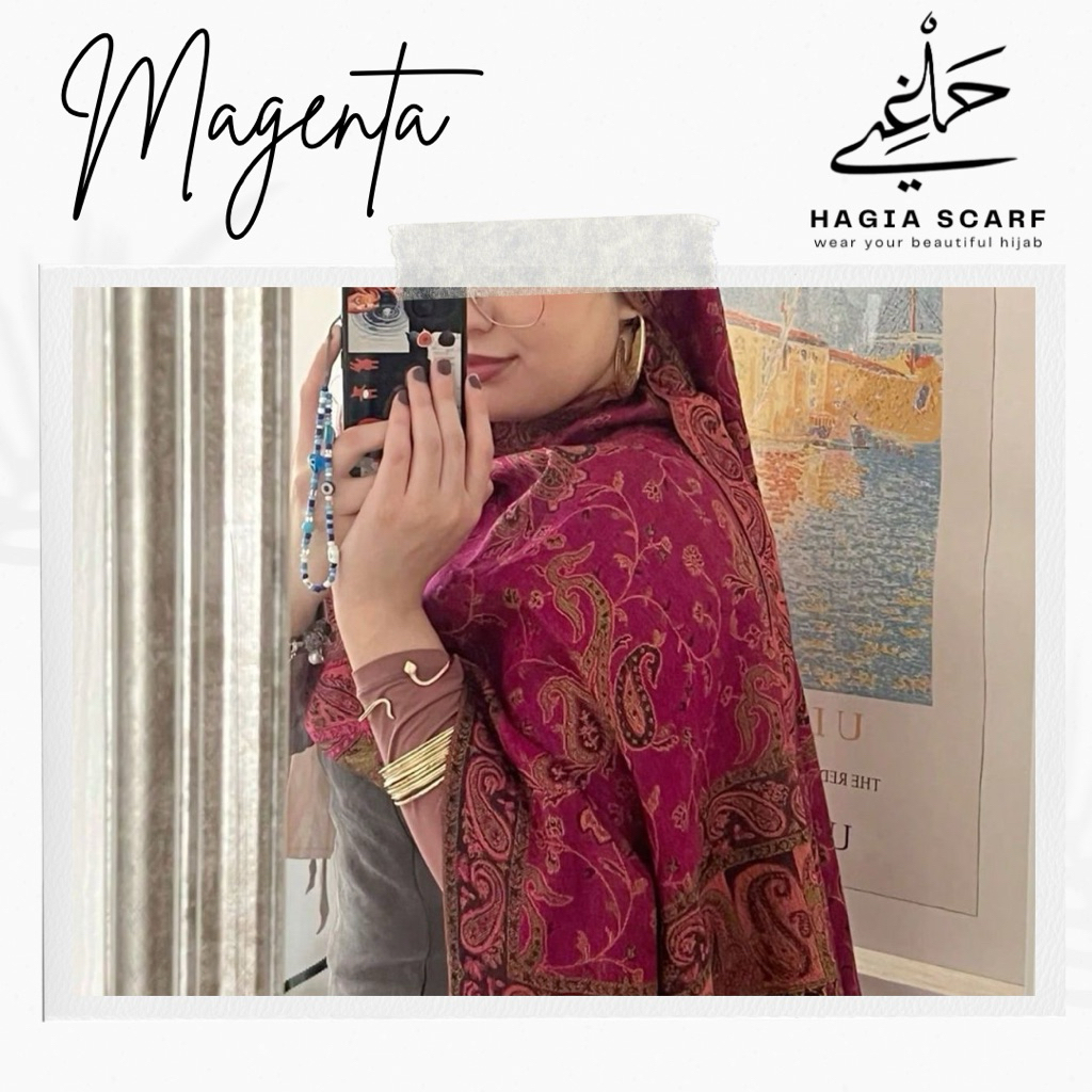 HAGIA SCARF - Cashmere Turkey Shawl Pashmina Kashmir Turki Warna Magenta