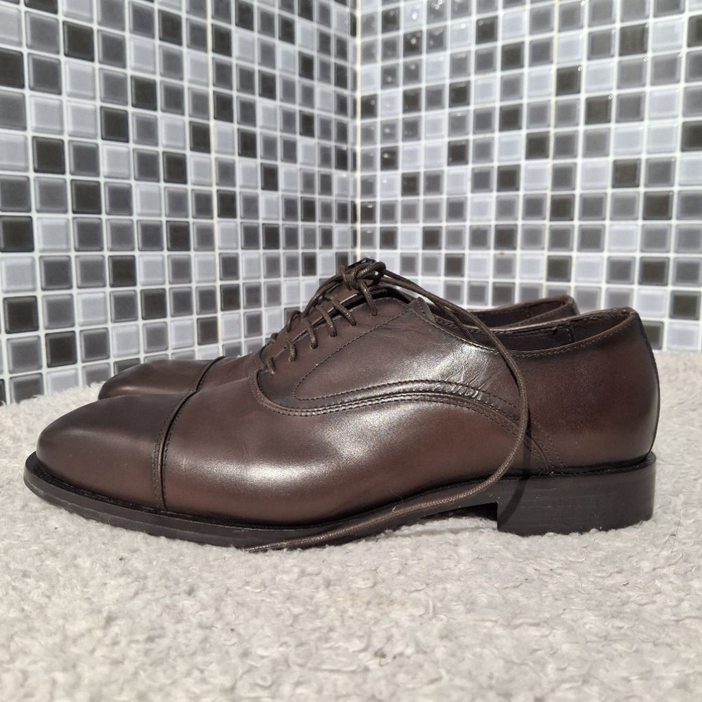 MASSIMO DUTTI SEPATU BROWN LEATHER LACE UP BARU ASLI ORIGINAL