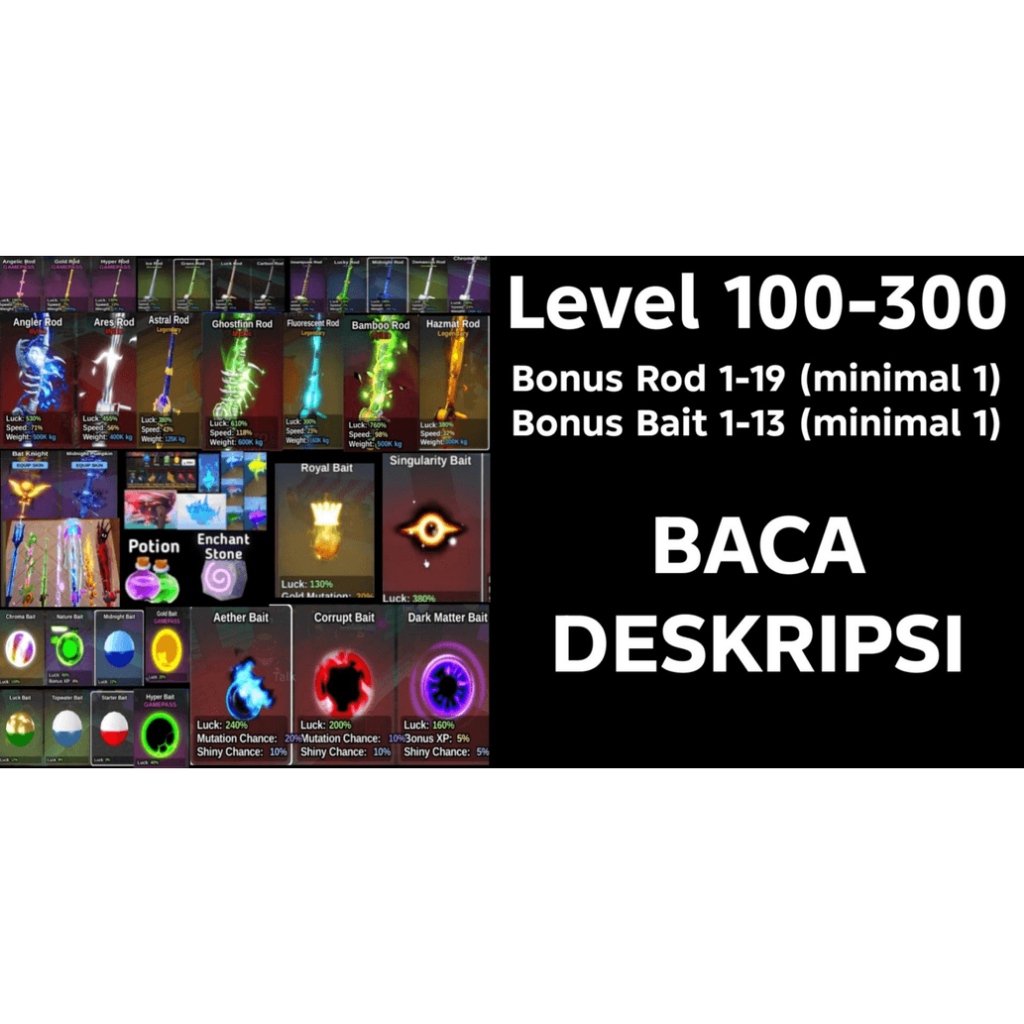 [READY] Akun Fish It [Bonus Rod + Bonus Bait + Bonus Coin]