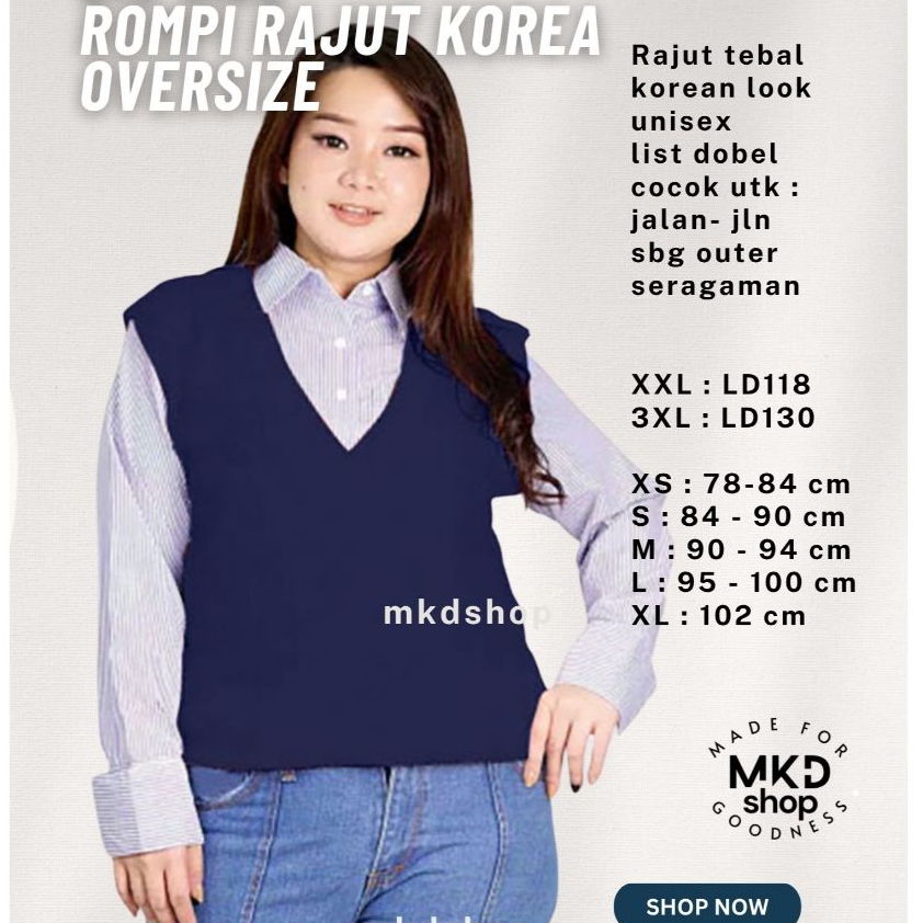 Sweater Rompi Rajut Jumbo Wanita 3XL LD 130 cm MKD Shop