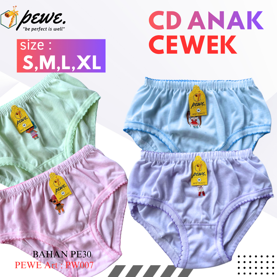 6 pcs cdanak cewek grosir/sempak anak perempuan nyaman/celana dalam anak perempuan polos/sempak anak