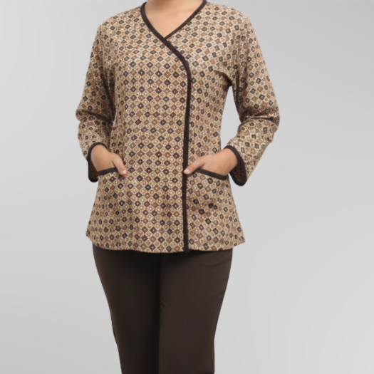 Atasan Baju Seragam Suster / Seragam Nanny / Seragam Baby Sitter Premium Yuri Series Batik -Athena U