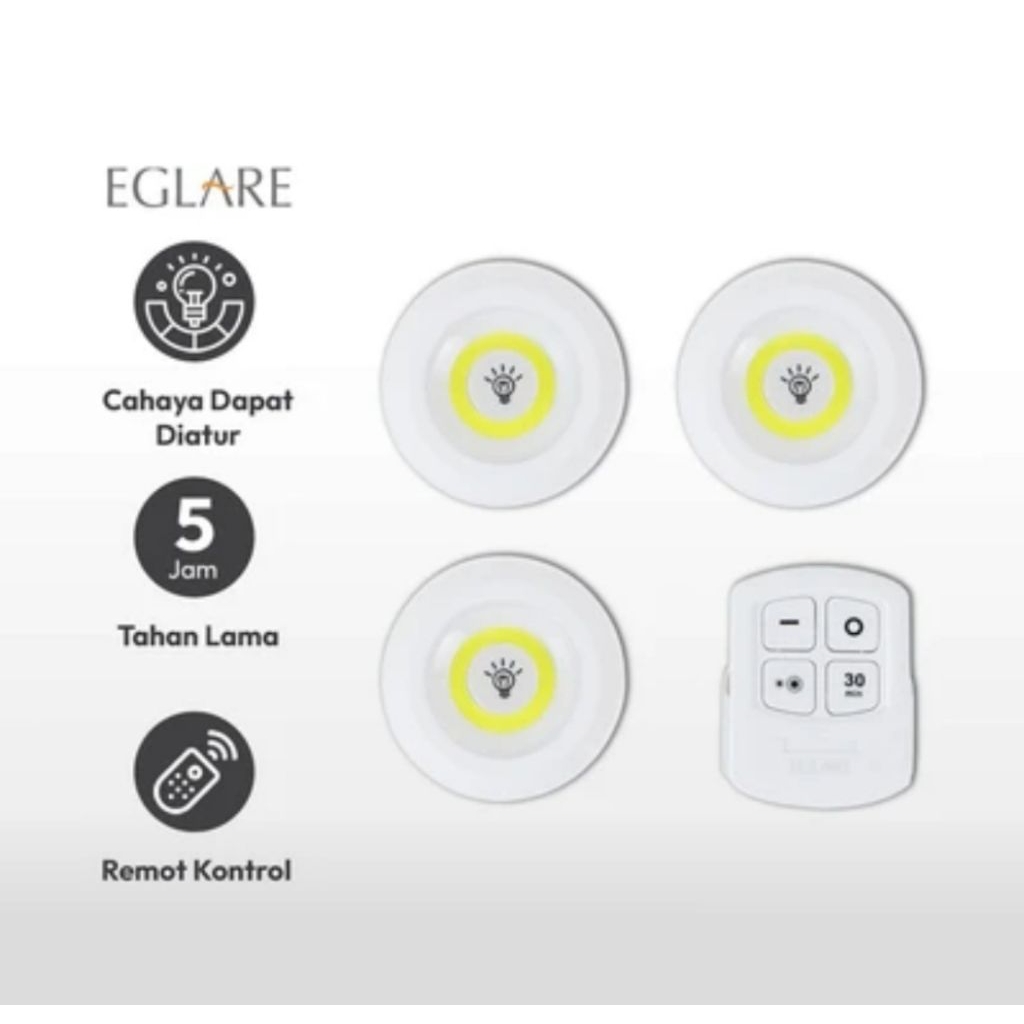 EGLARE SET 3 PCS LAMPU TIDUR PAC DENGAN REMOTE