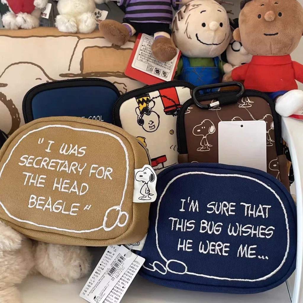 Snoopy Dialogue Makeup Pouch Storage Bag Tas Kosmetik Dompet Serbaguna Super Cute