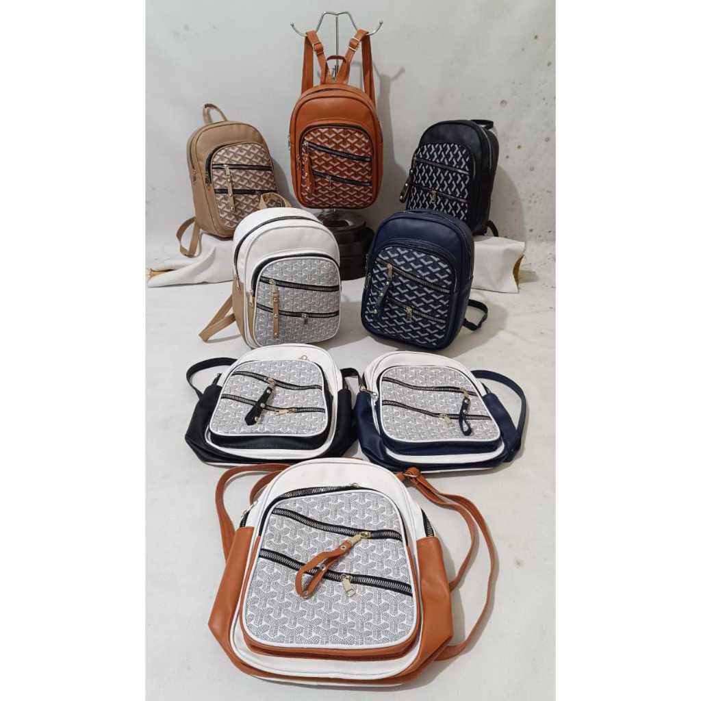 Tas Ransel Guess Hitam Putih Beige Nude Abu Tweet / Mini Backpack Wanita Korean Style Premium