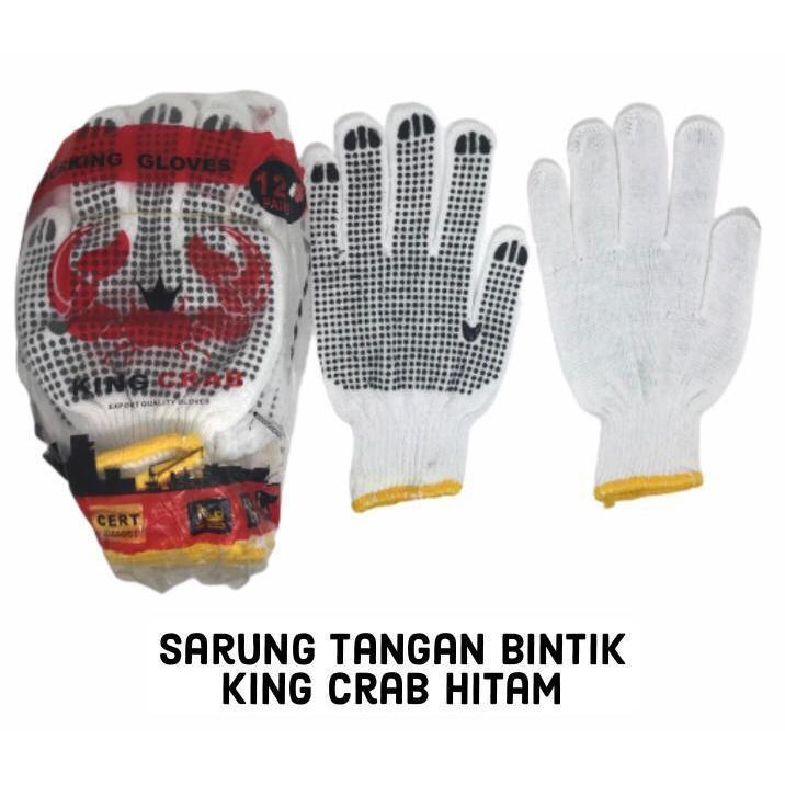 Sarung Tangan Putih Bintik Hitam King Crab / Sarung Tangan Tukang King Crab