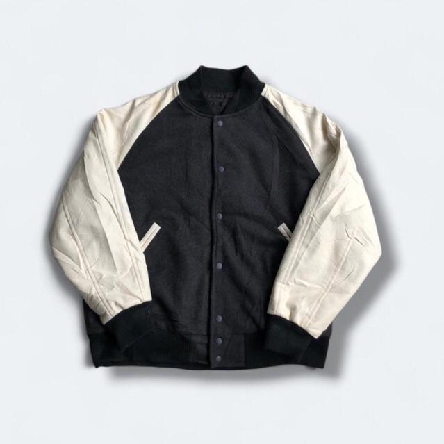 UNIQLO VARSITY BOMBER LEATHER HAND