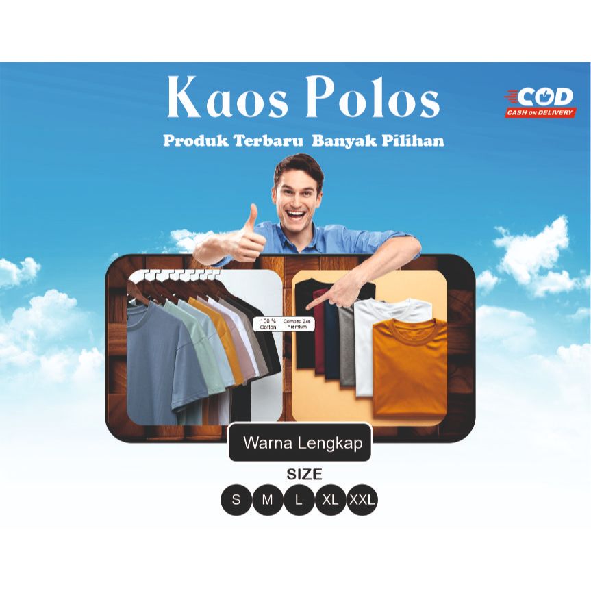 Kaos Oblong Polos Pria Murah Cotton Premium