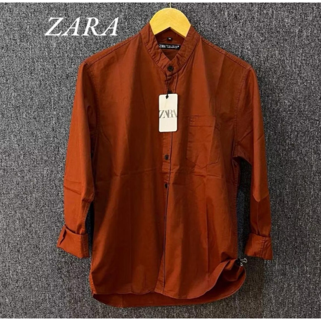 kemeja panjang pria dewasa krah sanghai model terbaru premium ZARA model slimfit