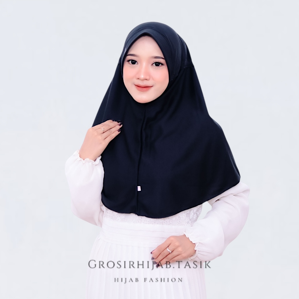 ⁠HIJAB Modelan RABBANI WARNA HITAM Kerudung Sekolah UKURAN SD SMP SMA Modelan RABBANI Innova Pita Se