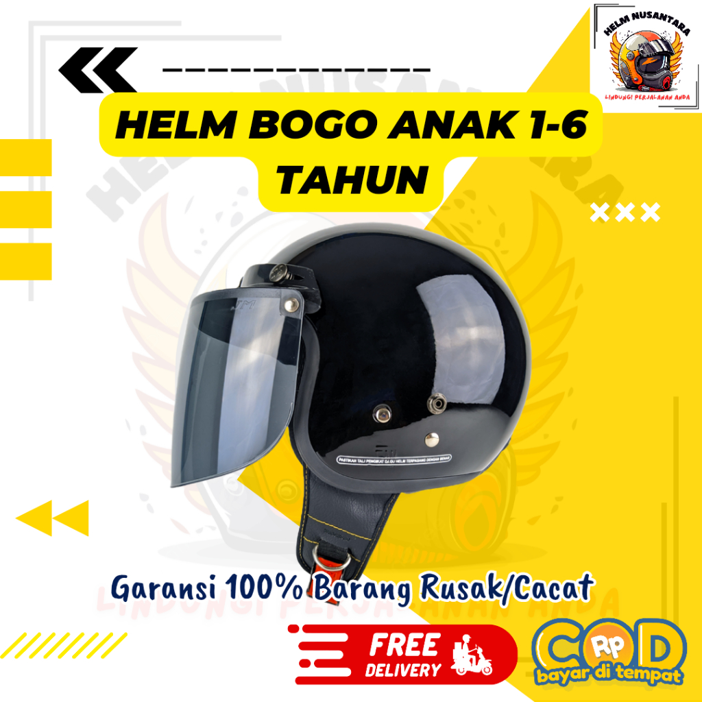 Helm Retro Anak 2-6 Tahun Lucu Nyaman SNI || Helm Anak Retro Bogo Usia 2-6 Tahun Aman