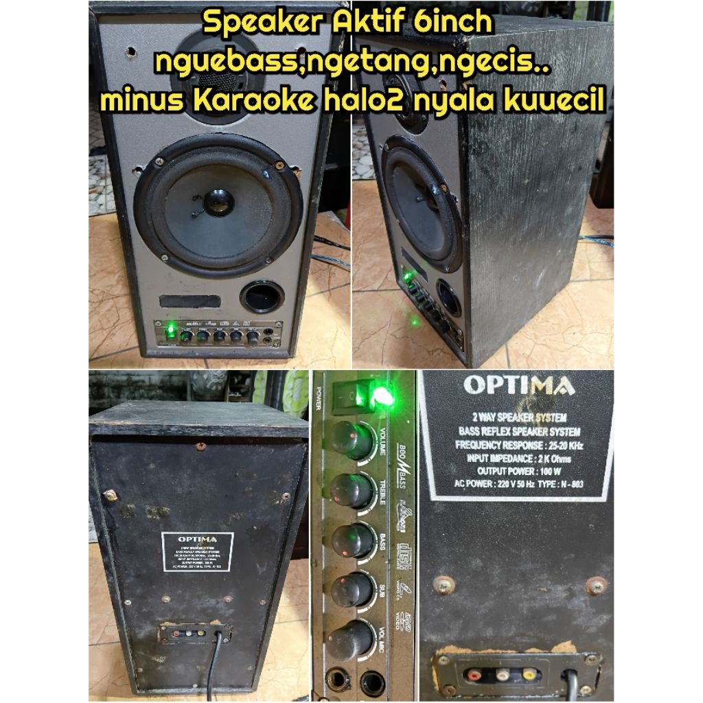 Speaker aktif 6inch singel second normal,cuma karaoke nyala kecil