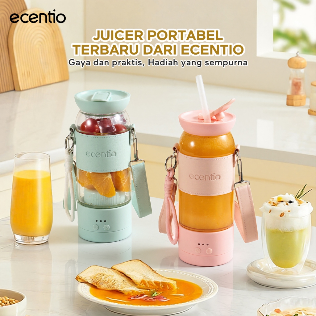 ecenito Juicer & Botol Minum 2 in 1 Portable blender 500ml Food Grade Kaca Tebal Blender Portable Mu