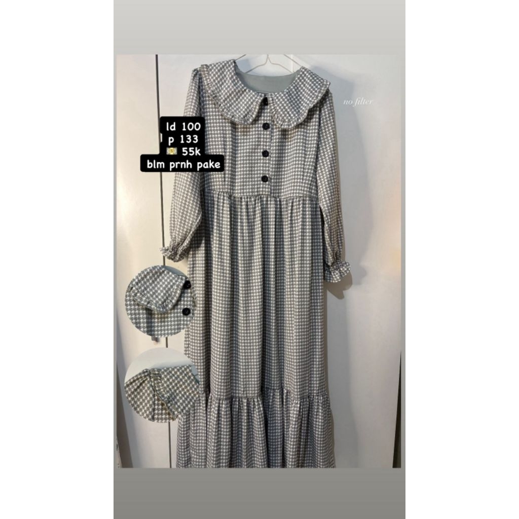 preloved dress Houndstooth ruffle