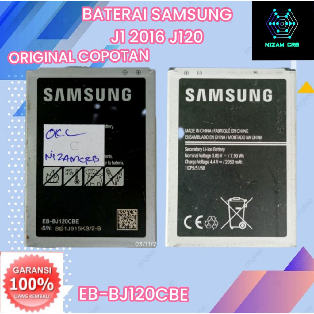 Baterai Battery Batre SAMSUNG J1 2016 J120G ( EB-BJ120CBE ) Original Copotan ( Second )