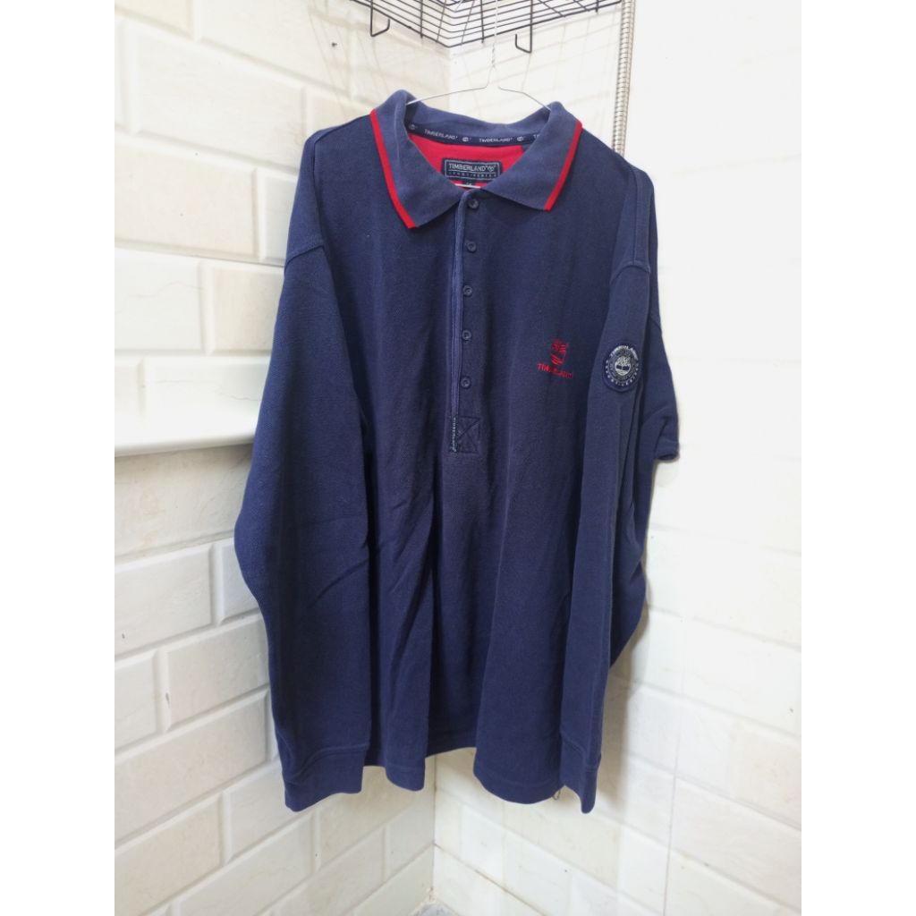 tshirt kaos kerah panjang Timberland Navy size XL kondisi terbaik