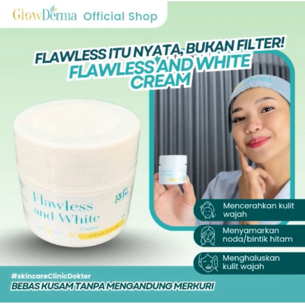 GDSC Flawless and White Cream |Pencerah Wajah Kusam BPOM Non Merkuri |Glowderma Skin Care |Pencerah 