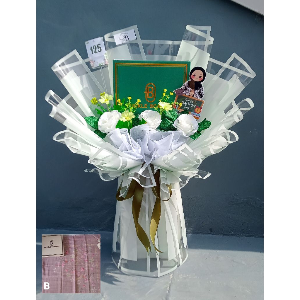 Buket Jilbab/ Buket Hari Guru/ Hadiah hari guru/ kado hari guru