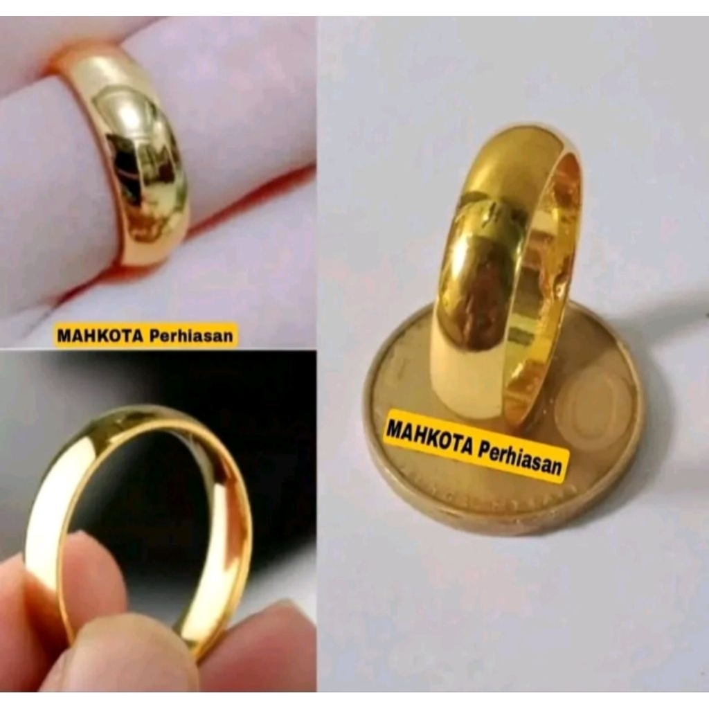 Cincin koin logam lapis emas 24k anti karat anti luntur