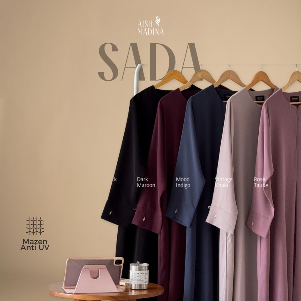 AISHMADINA GAMIS WANITA MUSLIMAH BEKERJA SADA ABAYA BAHAN MAZEN ANTI UV