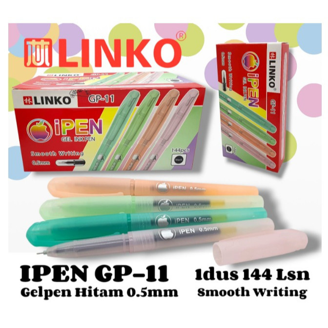 Gel Pen Linko GP-11 Ipen / Pulpen Linko (1 kotak isi 12Pcs)