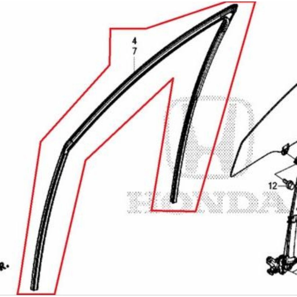karet Chanel tu. kaca pintu depan belakang hrv 2015-2021 ori