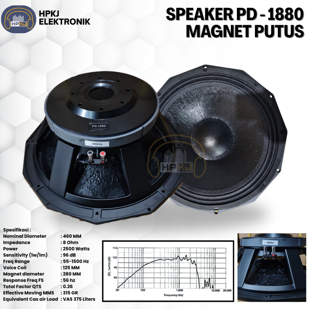 KOMPONEN SPEAKER 18 INCH PD1880/2 | PD 1880/II MAGNET PUTUS
