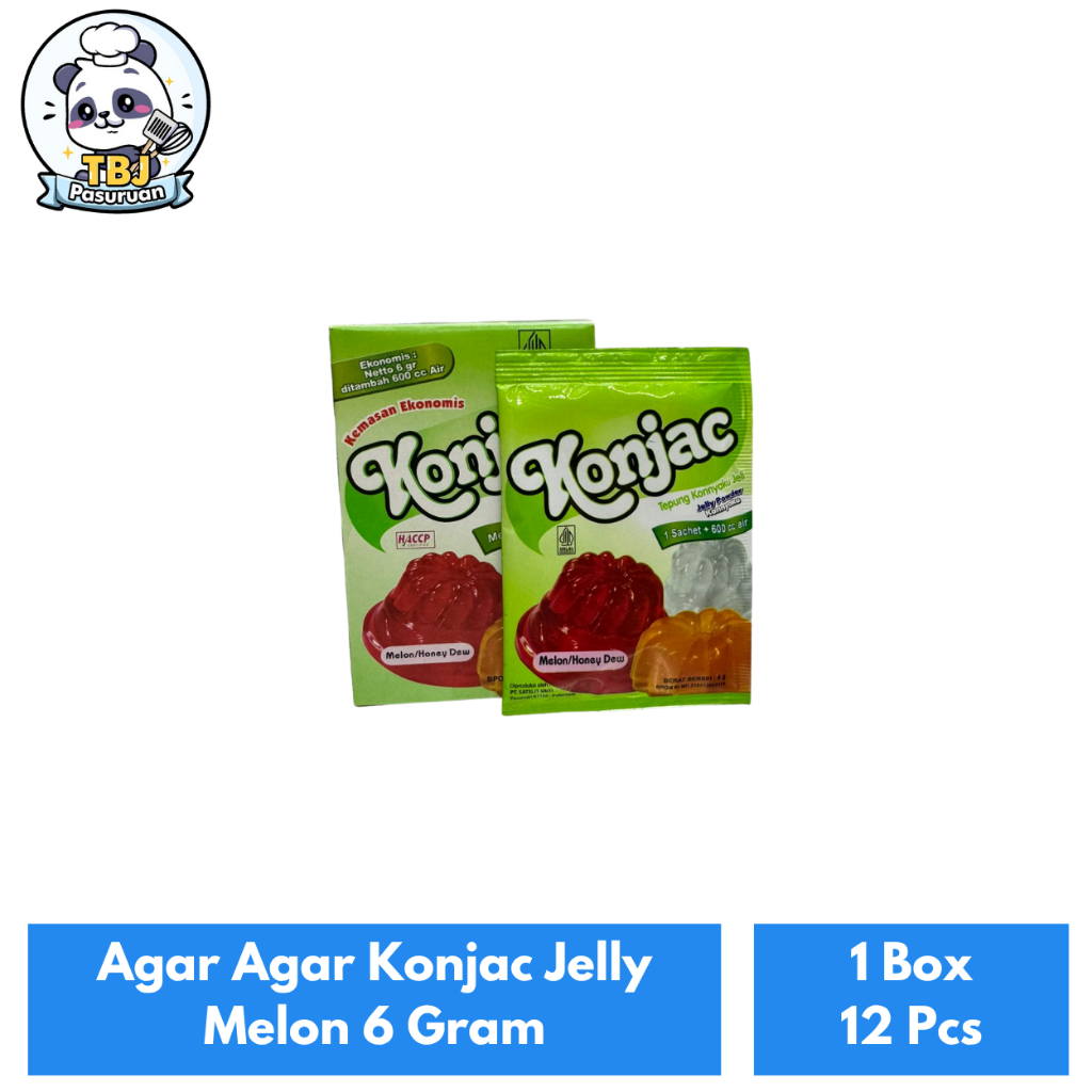 Agar Agar Konjac Jelly Melon 6 Gram Kemasan 1 Box Isi 12 Pcs