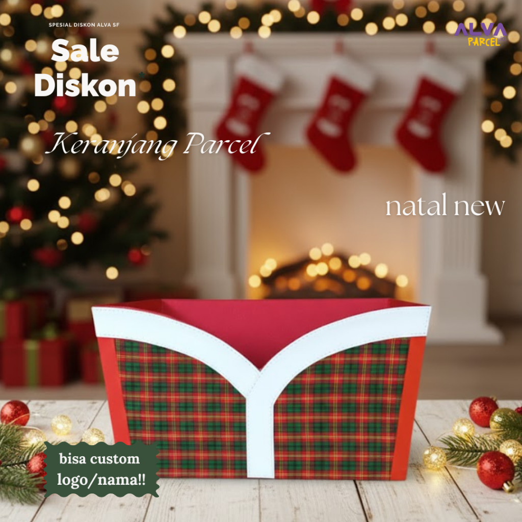 Keranjang hampers natal elegant kombinasi kain premium | keranjang natal custome