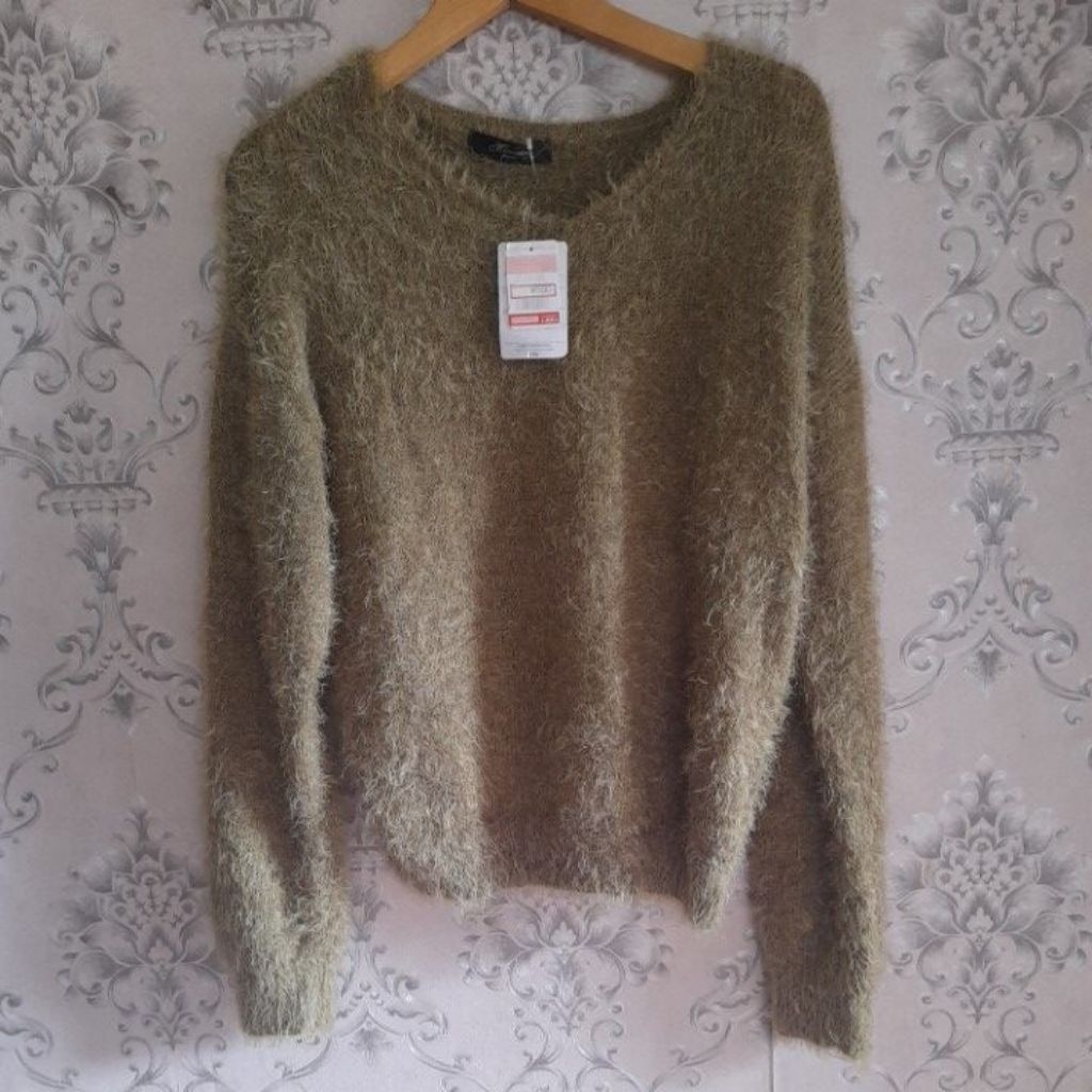 Fuzzy bulu kapas Atasan fuzzy bulu Fuzzy bulu anggora Rajut fuzzy