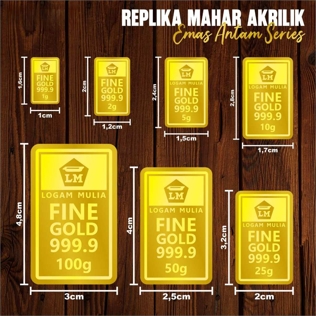 Replika Antam Logam Mulia Emas Batangan (LM) - Replika Mahar Acrylic/Akrilik Murah
