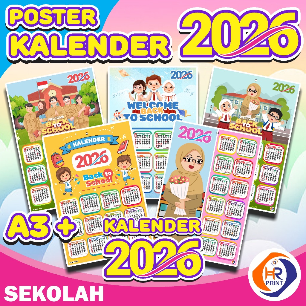 Kalender 2026- Kalender dinding Sekolah 2026 - KALENDER POSTER 2026 / Kalender 2026 Lengkap Hijriyah