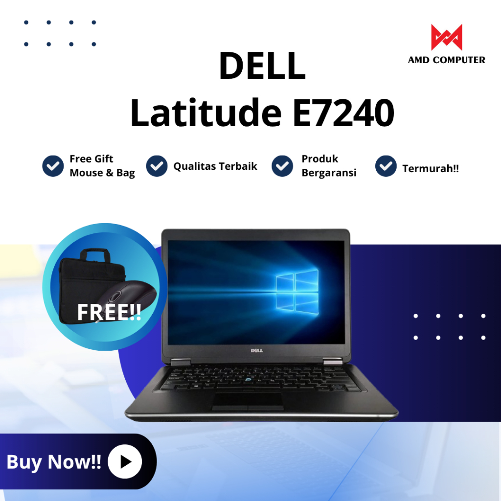 Laptop DELL Latitude E7240 Core i7 Generasi 8RAM 8GB SSD 256GB