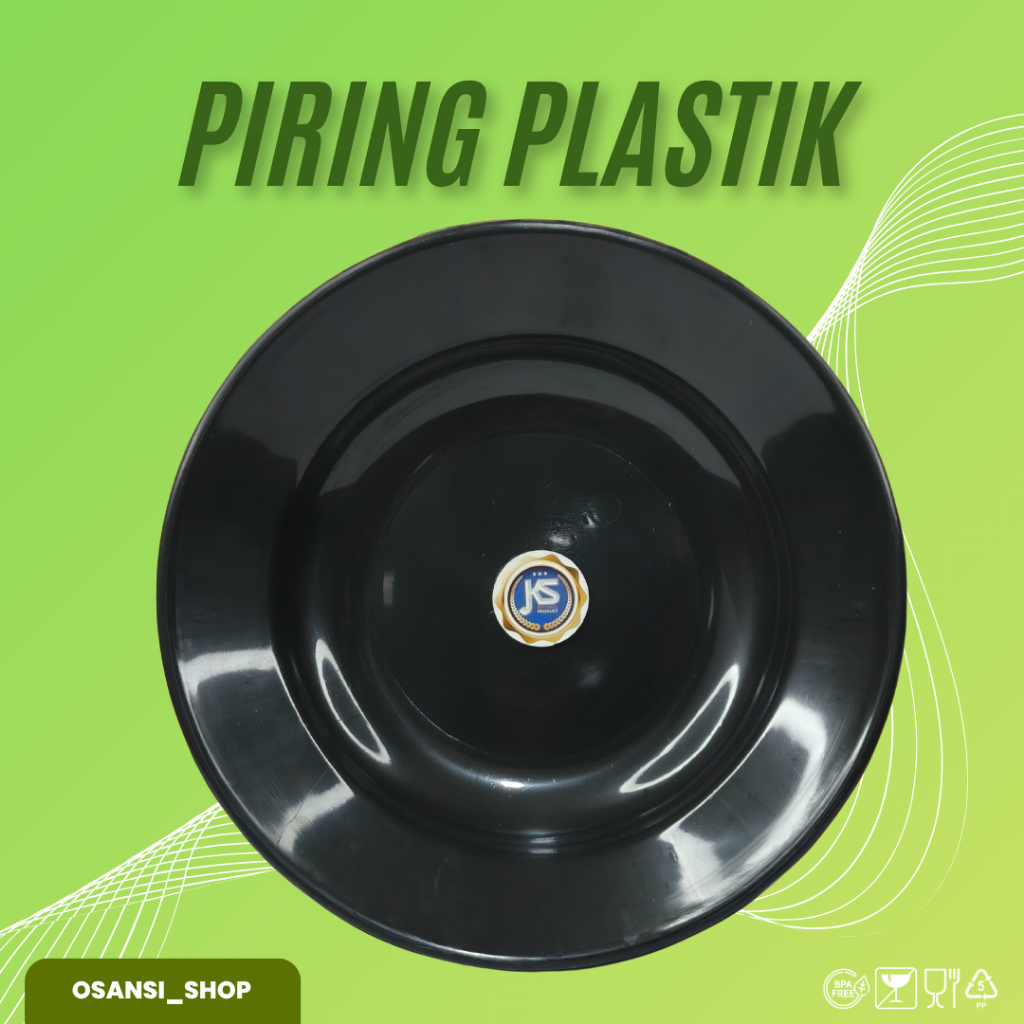 PIRING PLASTIK WARNA 12 PCS (1 LUSIN) BPA FREE WARNA HITAM